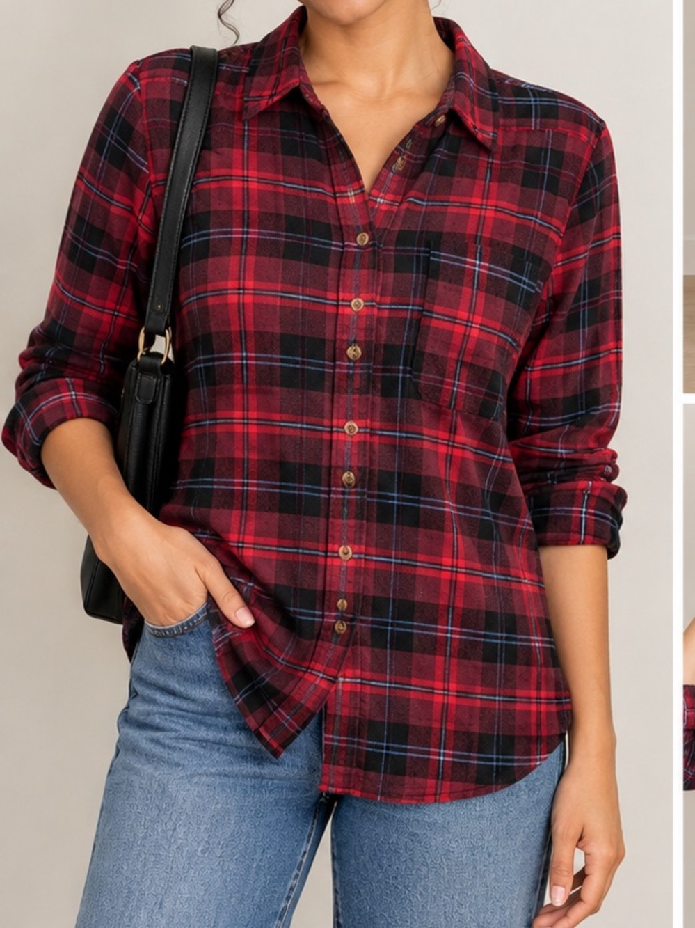 American Eagle Ahh-mazingly Soft Flannel Sz L Burgundy Plaid Boyfriend Fit